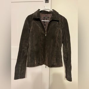 Brown leather coat